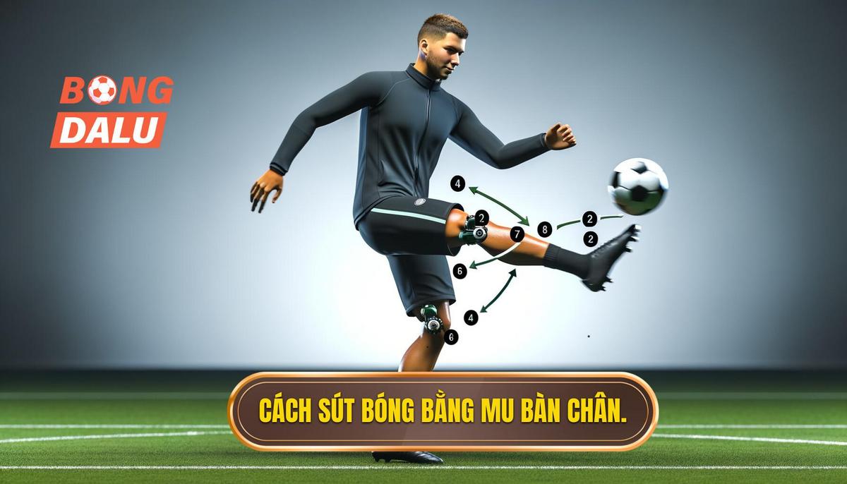 Các bước thực hiện kỹ thuật sút bóng bằng mu bàn chân phải