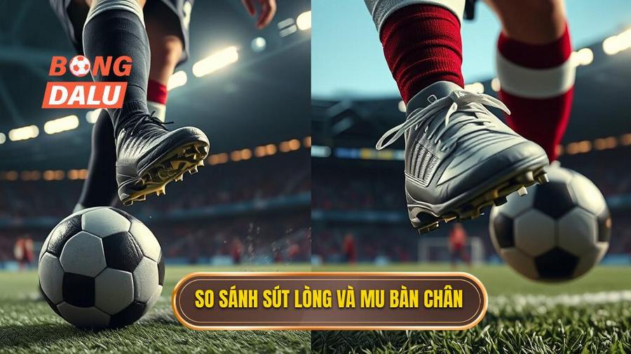 Bảng so sánh giữa sút bằng lòng bàn chân và mu bàn chân